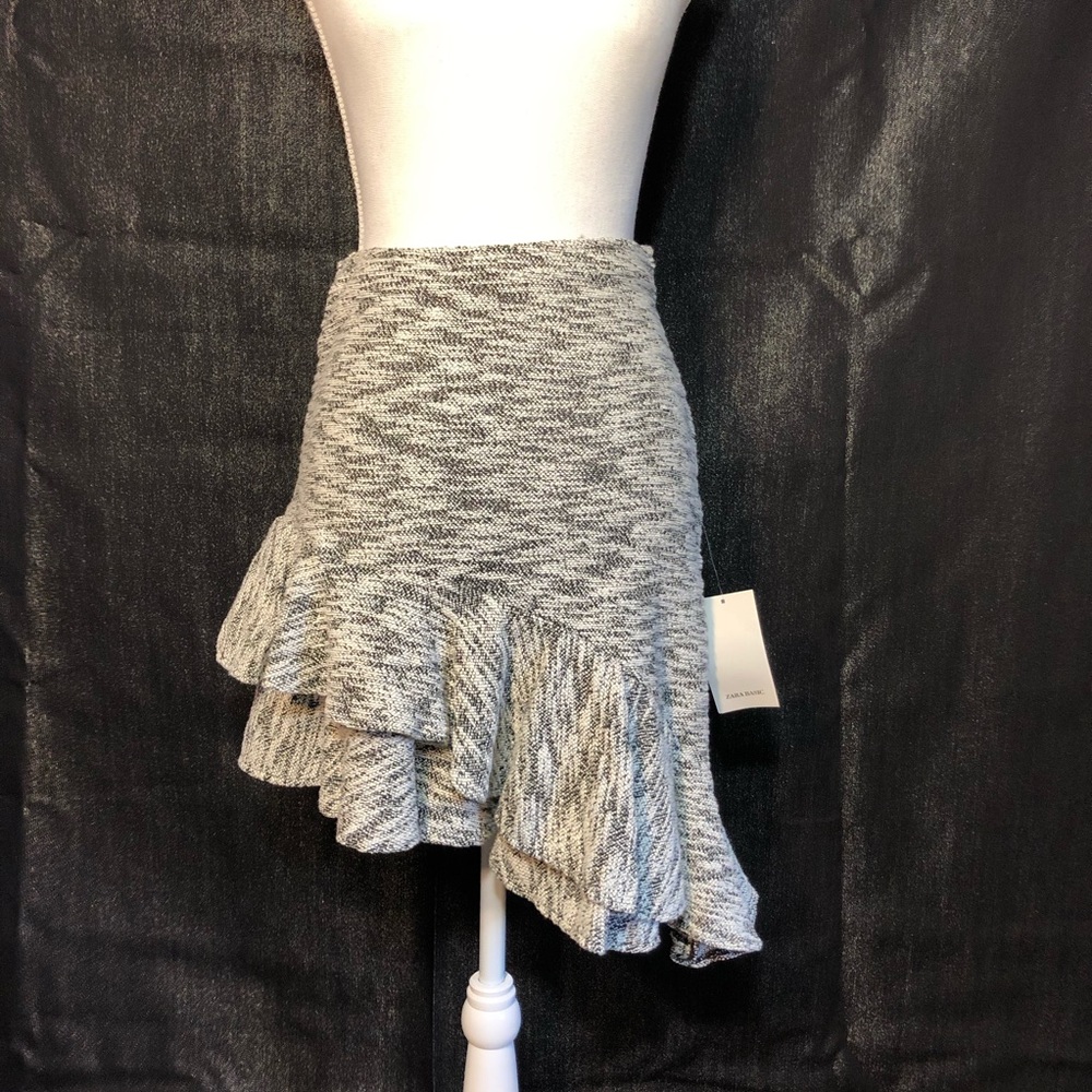 Zara Basic Asymmetrical Ruffled Angled Hemline Skirt
